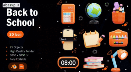 آیکون سه بعدی یاداشت Back to School
